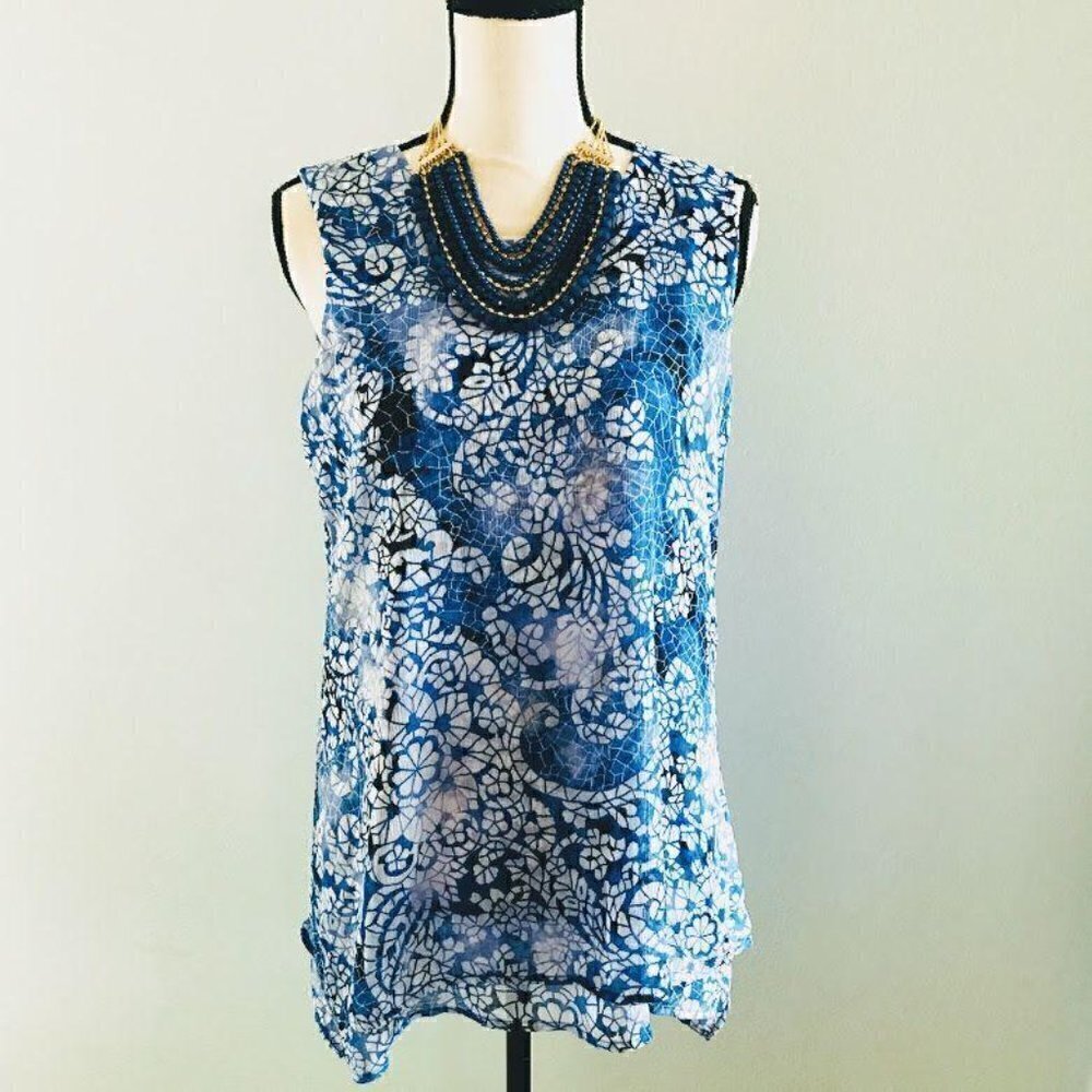 Fever Paisley Sleeveless Layered Tunic Top